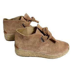 Rag & Bone Rose Pink 100% Suede Ankle Tie Wedge Espadrille Bootie size 8